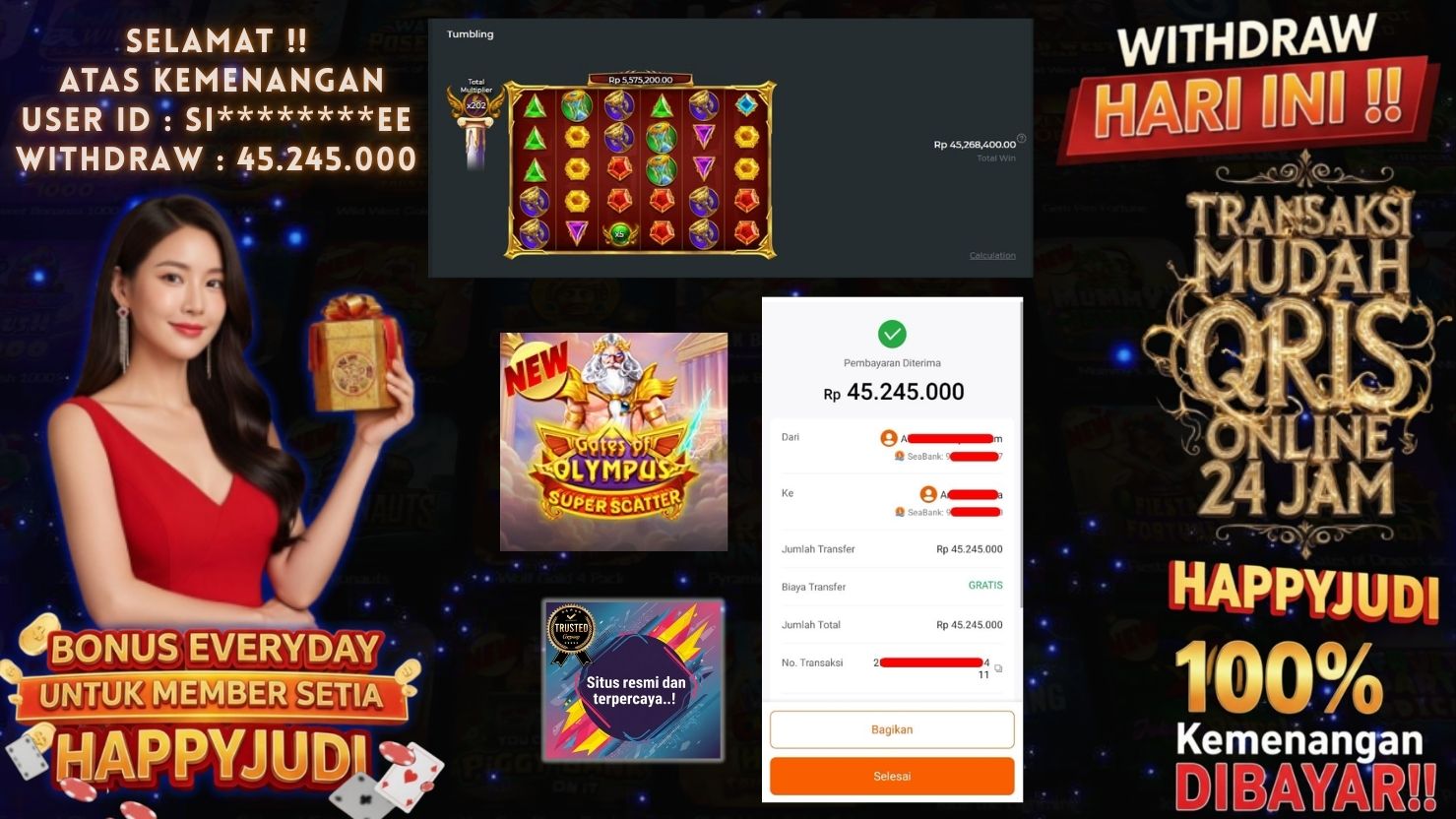 HAPPYJUDI JACKPOT SLOT GATES OF OLYMPUS SUPER SCATTER